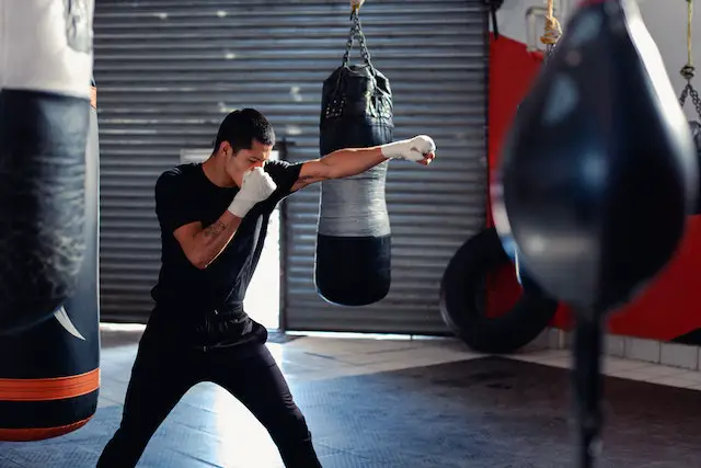 shadowboxing and punching bags